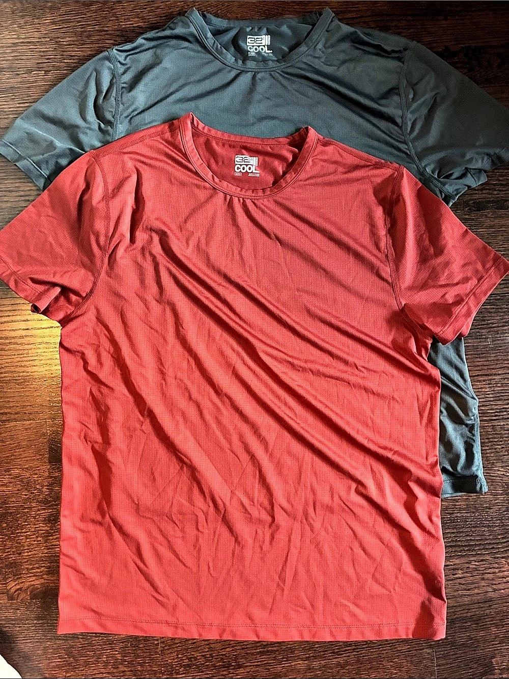 32 Degrees Cool Active Mesh Crew Neck T-Shirt 2-Pack rust & Gray